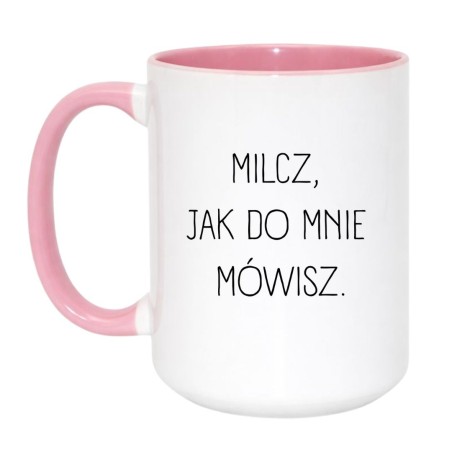 Kubek duży biało-różowy 450 ml z chamskim napisem – humorystyczny kubek dla dorosłych