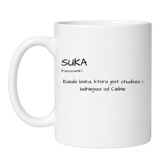 BIAŁY KUBEK Z DEFINICJĄ "SUKA"