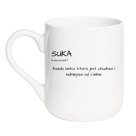 BIAŁY KUBEK Z DEFINICJĄ "SUKA"
