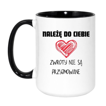 Kubek duży biało-czarny 450 ml z nadrukiem miłosnym – śmieszny kubek z napisem, idealny do biura i domu.