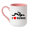 Kubek biało różowy elegant z napisem I LOVE SUSHI