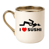 Kubek kremowo złoty elegant z napisem I LOVE SUSHI