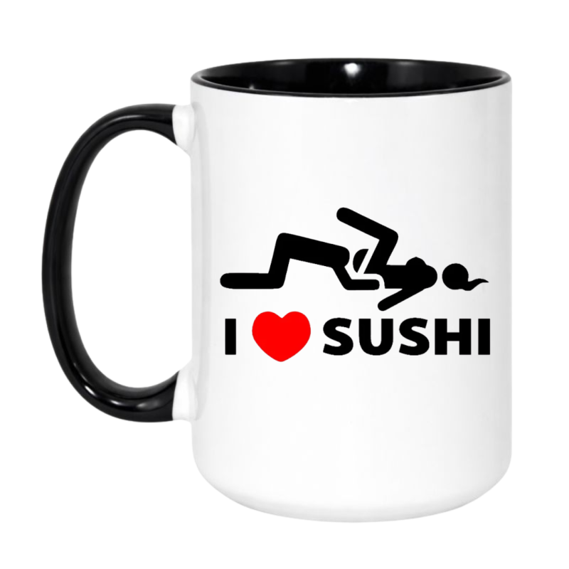 Kubek duży XXL 450 ml I LOVE SUSHI
