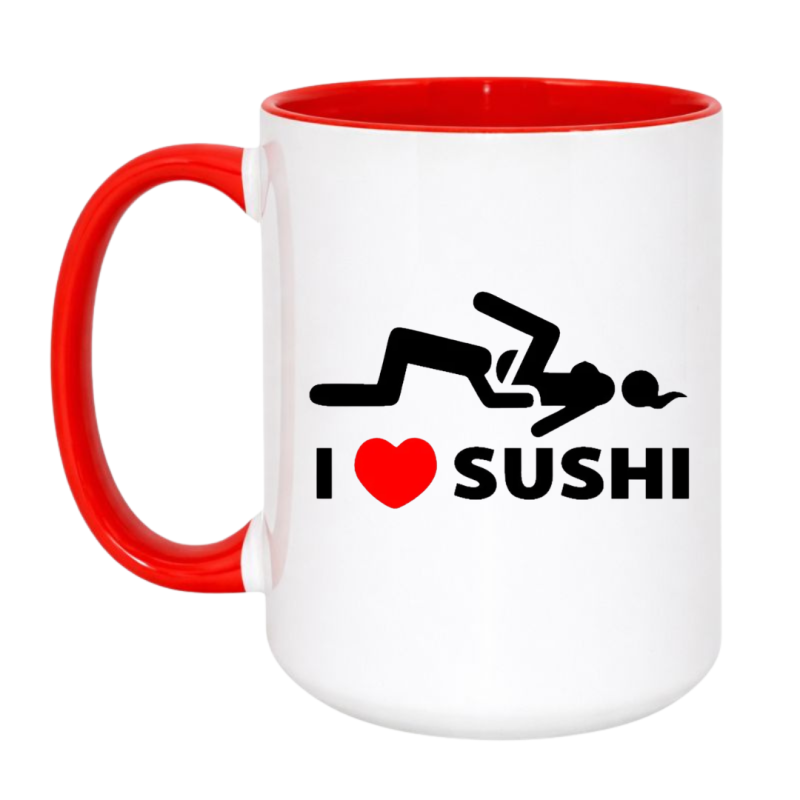 Kubek duży XXL 450 ml I LOVE SUSHI