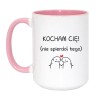 Kubek duży biało-różowy 450 ml z napisem bez cenzury – chamski kubek dla niej, must-have kawosza