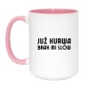 Kubek duży biało-różowy 450 ml z chamskim napisem, humorystyczny kubek dla kawoszy