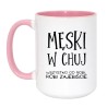 Kubek duży biało-różowy 450 ml z chamskim nadrukiem, śmieszny kubek z nadrukiem