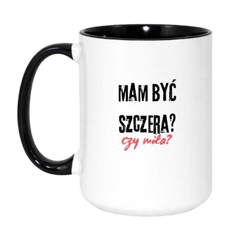 Kubek duży biało-czarny 450 ml z sarkastycznym nadrukiem – must-have dla fanów kawy