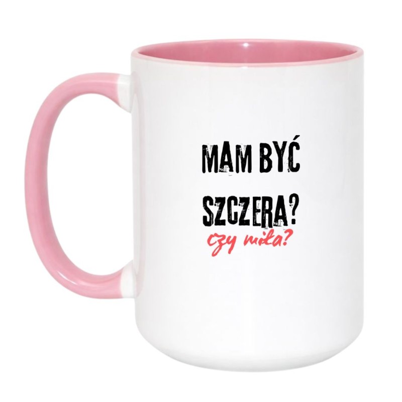 Kubek duży biało-różowy 450 ml z zabawnym napisem – śmieszny kubek do biura