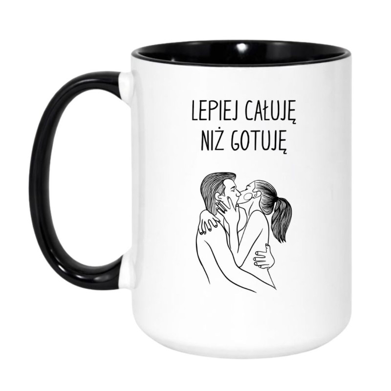 Kubek duży biało-czarny 450 ml z nadrukiem – śmieszny kubek dla pary lub znajomej