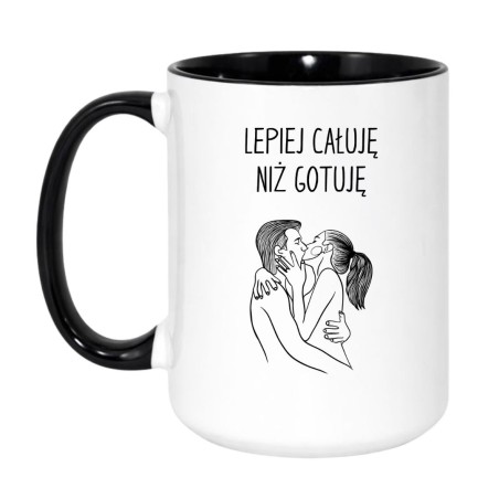 Kubek duży biało-czarny 450 ml z nadrukiem – śmieszny kubek dla pary lub znajomej