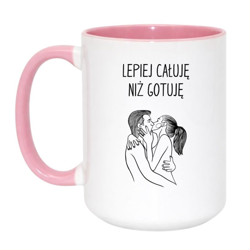 Kubek duży biało-różowy 450 ml z zabawnym motywem – idealny kubek dla kobiety z dystansem