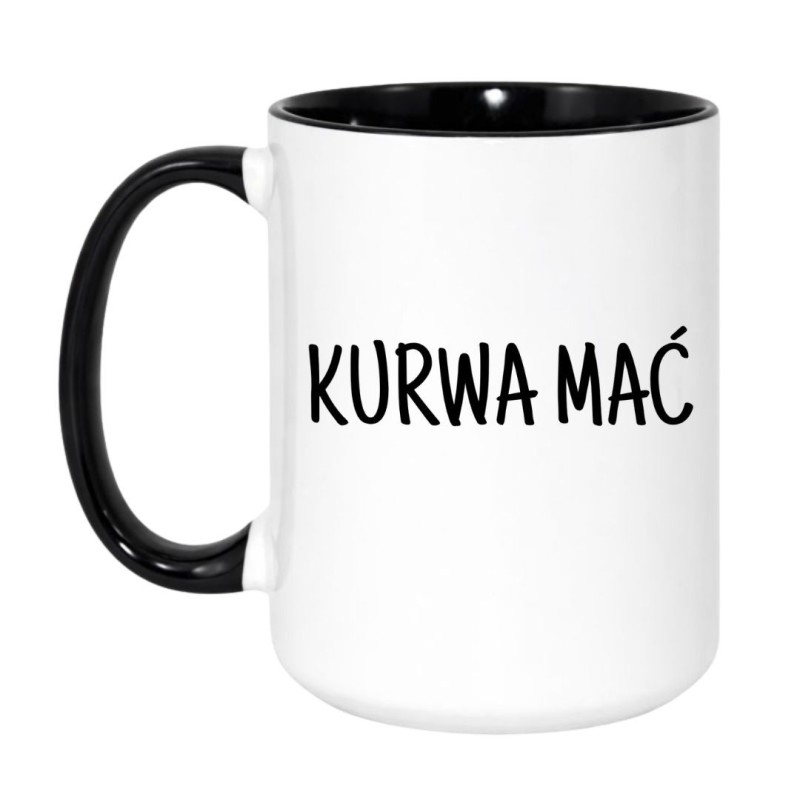 Kubek duży biało-czarny 450 ml z nadrukiem bez cenzury – śmieszny kubek do biura