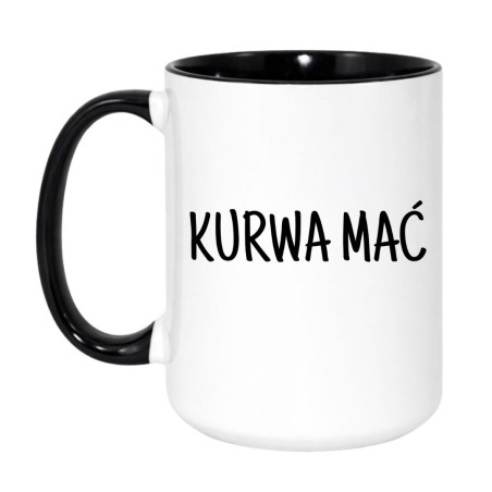 Kubek duży biało-czarny 450 ml z nadrukiem bez cenzury – śmieszny kubek do biura