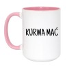 Kubek duży biało-różowy 450 ml z wulgarnym napisem – humorystyczny prezent bez cenzury