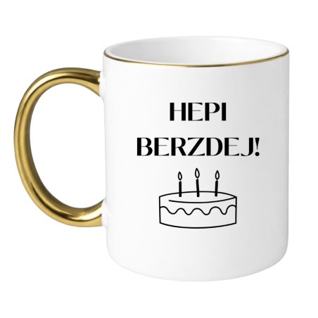 Kubek urodzinowy Hepi Berzdej prezent na urodziny Happy Birthday