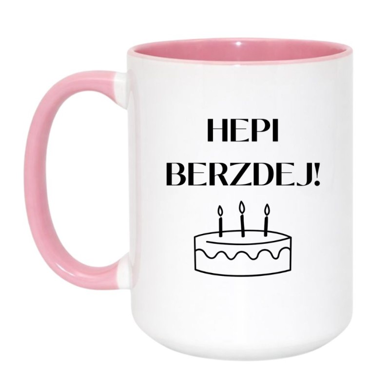 Kubek urodzinowy Hepi Berzdej prezent na urodziny Happy Birthday