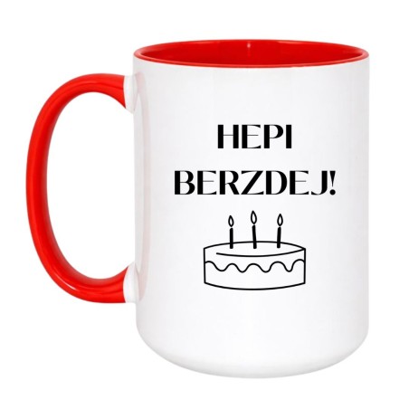 Kubek urodzinowy Hepi Berzdej prezent na urodziny Happy Birthday