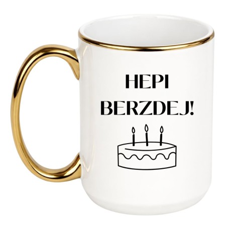 Kubek XXL urodzinowy Hepi Berzdej prezent na urodziny Happy Birthday
