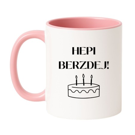 Kubek urodzinowy Hepi Berzdej prezent na urodziny Happy Birthday