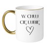Kubek z napisem W CHUJ CIĘ LUBIĘ w prostym, nowoczesnym stylu