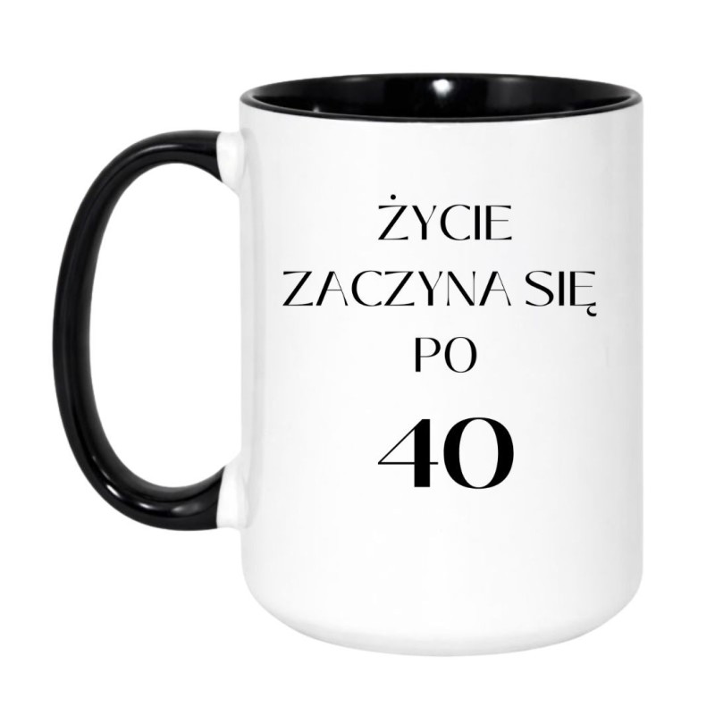 Kubek duży XXL 450 ml na 40 urodziny ŻYCIE ZACZYNA SIĘ PO 40