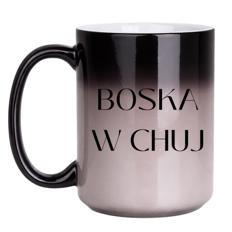 Kubek magiczny duży 450 ml z napisem Boska w chuj