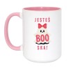 Kubek biało-różowy 450 ml z uroczym duchem i tekstem „Jesteś BOO-ska!” idealny dla ukochanej osoby.