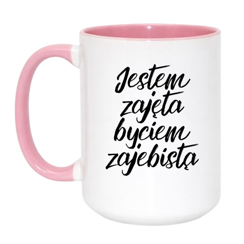 Kubek duży biało-różowy 450 ml z chamskim napisem – humorystyczny kubek dla dorosłych
