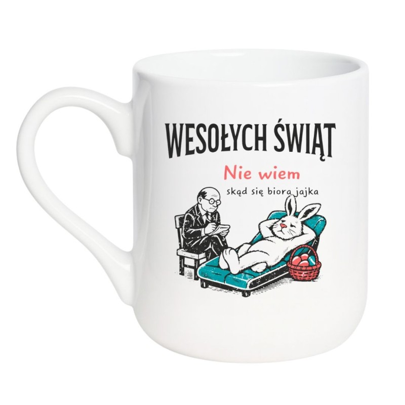 Śmieszny kubek wielkanocny na prezent z napisem Wesołych Świąt