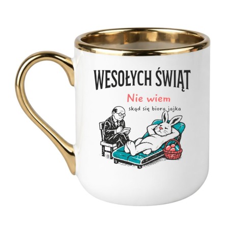 Śmieszny kubek wielkanocny na prezent z napisem Wesołych Świąt