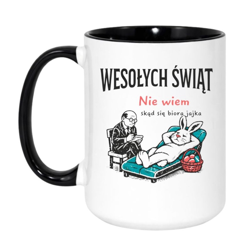 Śmieszny kubek wielkanocny na prezent z napisem Wesołych Świąt
