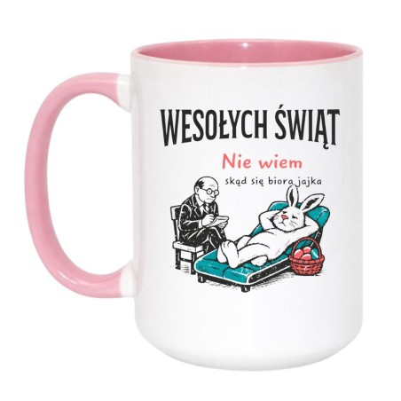 Śmieszny kubek wielkanocny na prezent z napisem Wesołych Świąt