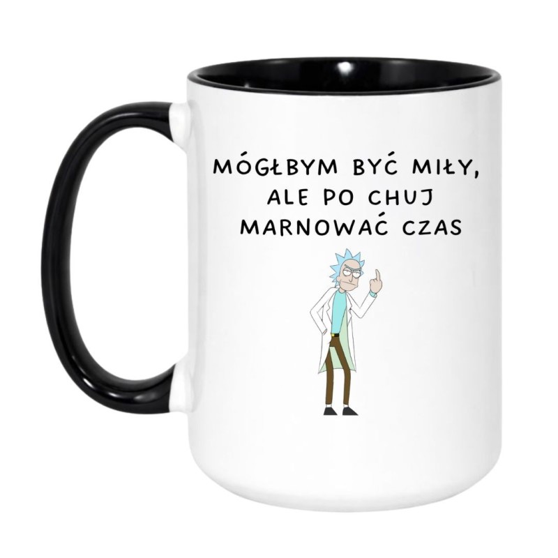 Kubek duży biało-czarny 450 ml z nadrukiem bez cenzury – idealny do biura