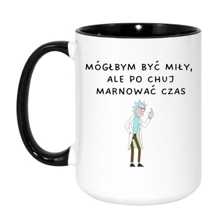 Kubek duży biało-czarny 450 ml z nadrukiem bez cenzury – idealny do biura