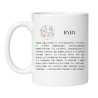 Biały kubek dla Ryb z astrologicznym symbolem i opisem cech znaku