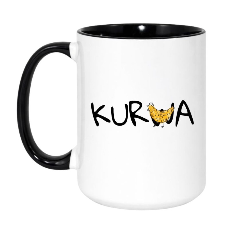 Kubek duży biało-czarny 450 ml z nadrukiem – śmieszna grafika, doskonały do herbaty.