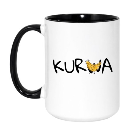 Kubek duży biało-czarny 450 ml z nadrukiem – śmieszna grafika, doskonały do herbaty.