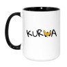 Kubek duży biało-czarny 450 ml z nadrukiem – śmieszna grafika, doskonały do herbaty.