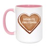 Kubek biało-różowy 450 ml z serduszkiem i napisem „Kocham Cię stary pierniku” jako prezent świąteczny.