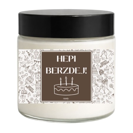 Świeca z napisem HEPI BERZDEJ!
