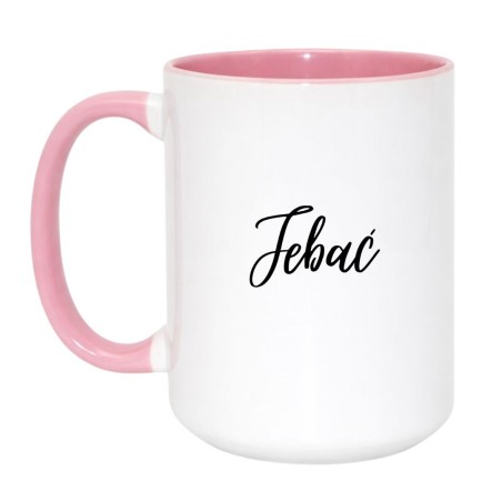 Kubek duży biało-różowy 450 ml z humorystycznym nadrukiem – must-have dla kawoszy