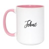 Kubek duży biało-różowy 450 ml z humorystycznym nadrukiem – must-have dla kawoszy