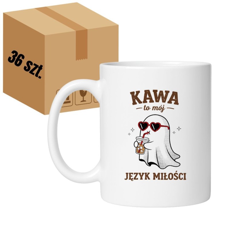 HURT Karton 36 Sztuk Kubek Kawa to mój język miłości