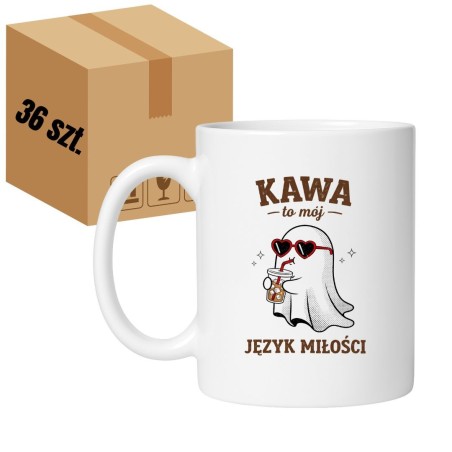 HURT Karton 36 Sztuk Kubek Kawa to mój język miłości