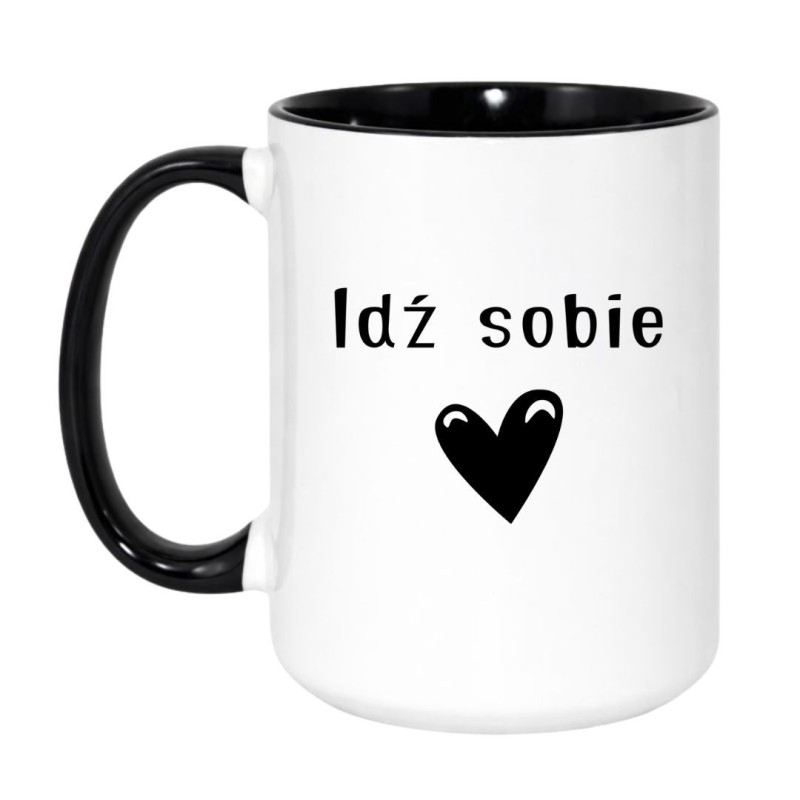 Kubek biało-czarny z napisem „Idź sobie” – prezent dla fana sarkazmu