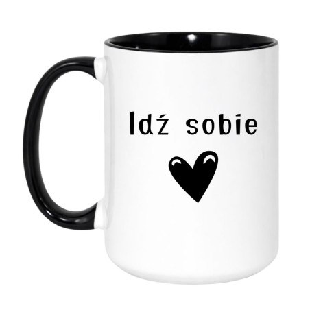 Kubek biało-czarny z napisem „Idź sobie” – prezent dla fana sarkazmu