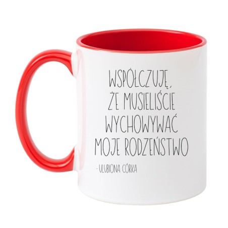 prezent dla rodziców kubek z ironicznym napisem