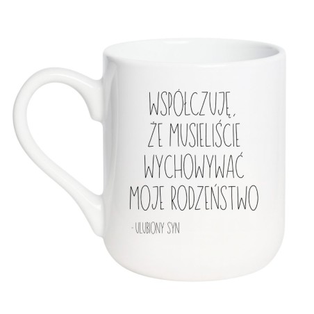 prezent dla rodziców kubek z humorem od syna