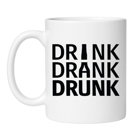kubek drink drank drunk z czarnym napisem minimalistyczny
